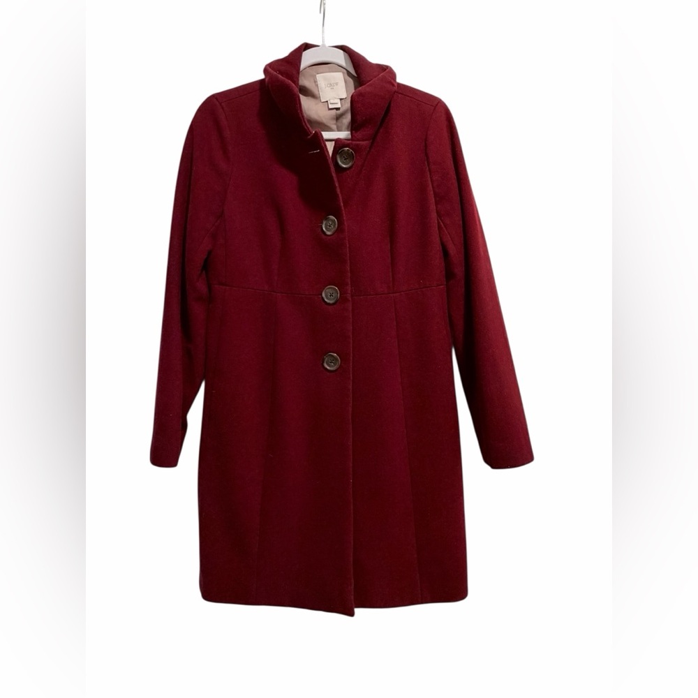 J. Crew Wool Burgundy Trench Coat